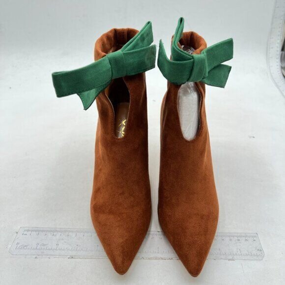 XYD Classical Pointed Toe Ankle Booties Low Kitten Heels Graceful Boots Brown - Picture 3 of 8